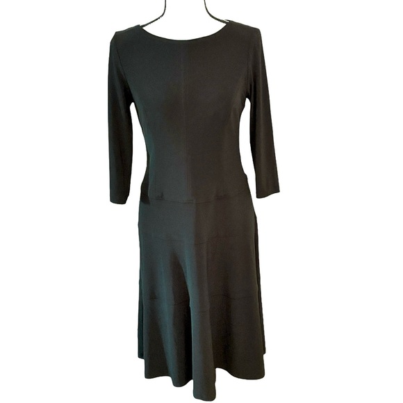 Anne Klein Black Stretch Fit & Flare 3/4 Sleeve Dress Size 2 - Picture 2 of 8